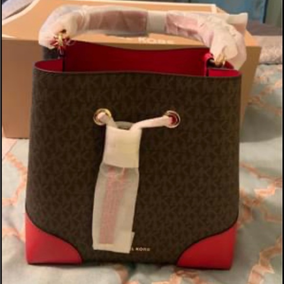 Michael Kors Red and Brown Shoulder Bag
